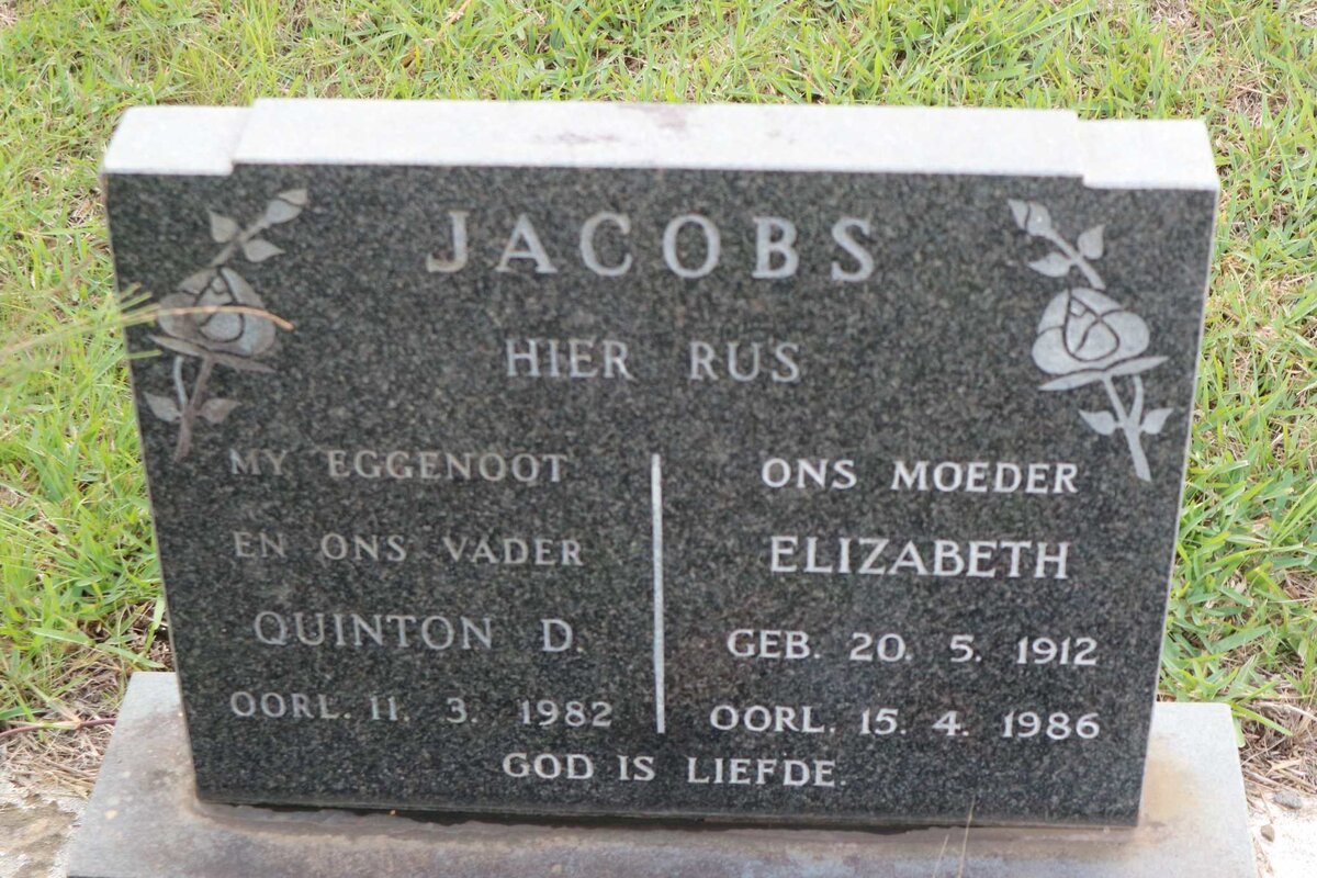 JACOBS Quinton D. -1982 &amp; Elizabeth 1912-1986