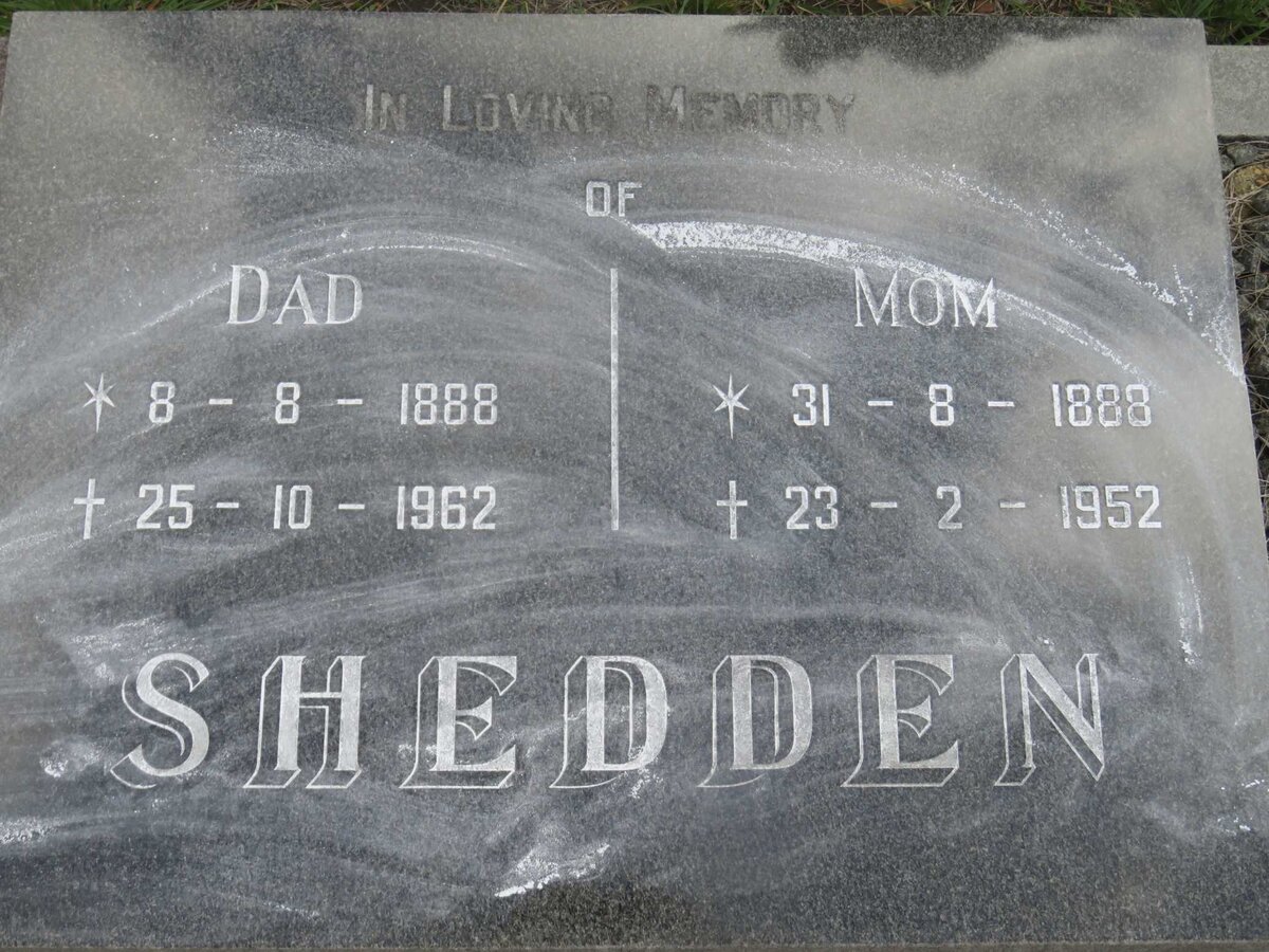 SHEDDEN 1888-1962 &amp; 1888-1952