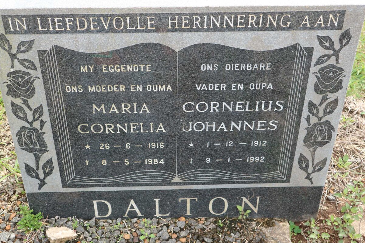 DALTON Cornelius Johannes 1912-1992 &amp; Maria Cornelia 1916-1984