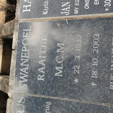 SWANEPOEL M.C.M. 1939-2003