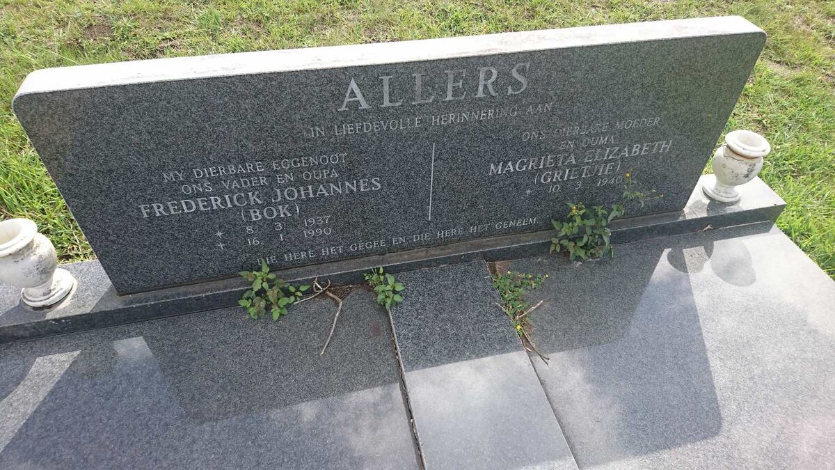 ALLERS Frederick Johannes 1937-1990 &amp; Magrieta Elizabeth 1940