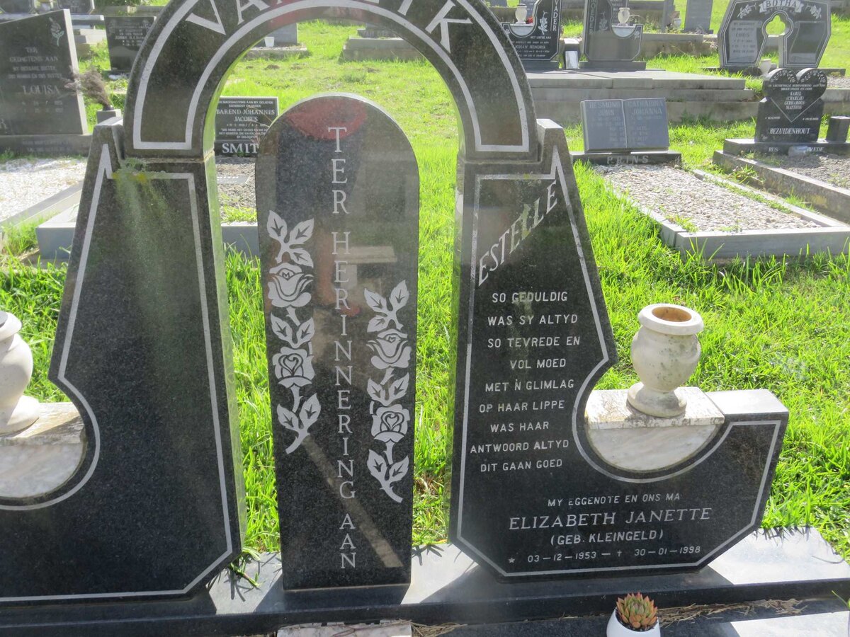 EYK Elizabeth Jeanette, van nee KLEINGELD 1953-1998