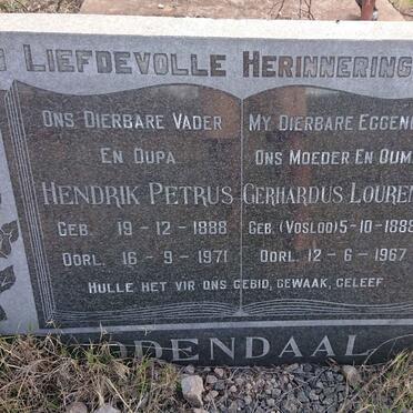 ODENDAAL Hendrik Petrus 1888-1971 &amp; Gerhardus Lourens VOSLOO 1888-1967