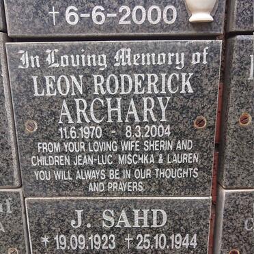 ARCHARY Leon Roderick 1970-2004 :: SAHD J. 1923-1944 :: SAHD R.M. 1924-2010