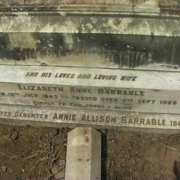 BARRABLE Elizabeth Anne 1842-1926 :: BARRABLE Annie Allison 1866-1936