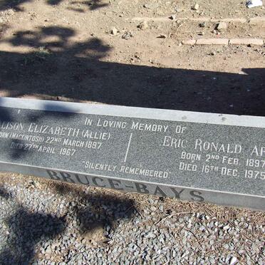 BAYS Eric Ronald Arthur, Bruce 1897-1975 &amp; Alison Elizabeth MACKINTOSH 1897-1967