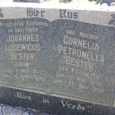 BESTER Johannes Lodewicus 1871-1949 &amp; Cornelia Petronella POTGIETER 1875-1959