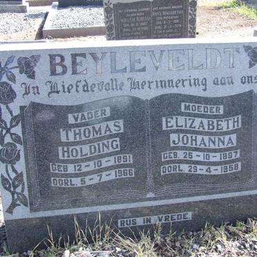 BEYLEVELDT Thomas Holding 1891-1966 &amp; Elizabeth Johanna 1897-1958