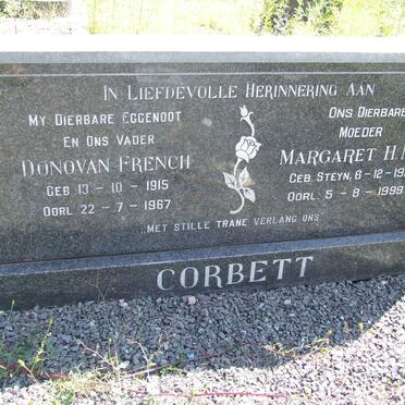 CORBETT Donovan French 1915-1967 &amp; Margaret H.M.M. STEYN 1913-1999