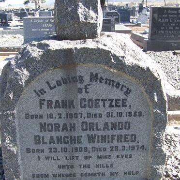 COETZEE Frank 1907-1958 &amp; Norah Orlando Blanche Winifred 1909-1974