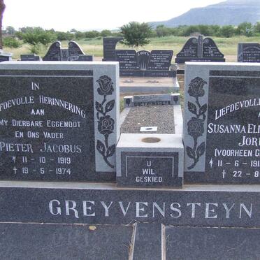 GREYVENSTEYN Pieter Jacobus 1919-1974 &amp; Susanna Elizabeth JORDAAN, formerly GREYVENSTEYN nee VAN NIEKERK 1911-2002