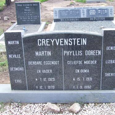 GREYVENSTEIN Martin 1929-1979 &amp; Phyllis Doreen 1931-1992
