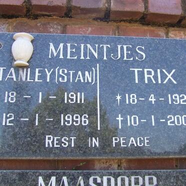 MEINTJES Stanley 1911-1996 &amp; Trix 1923-2007