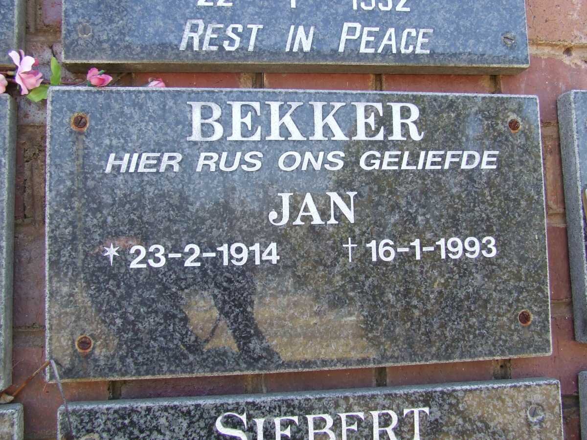 BEKKER Jan 1914-1993