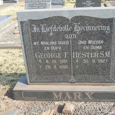 MARX George F. 1901-1990 &amp; Hester S.M. 1927-
