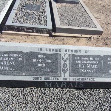 MARAIS Barend Daniel 1896-1972 &amp; Lily Maud SANDERS 1903-1998