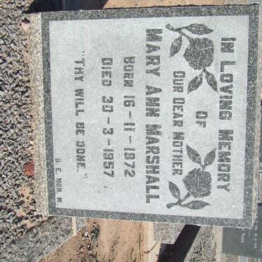 MARSHALL Mary Ann 1872-1957