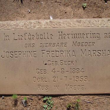 MARSHALL Josephine Frederika nee BECK 1884-1959