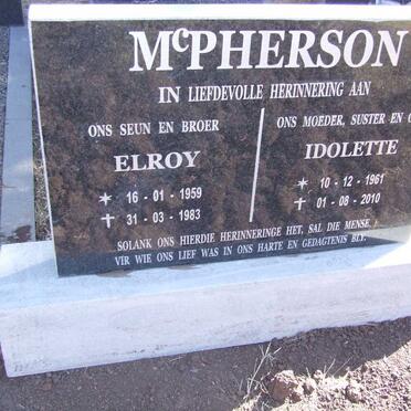 McPHERSON Elroy 1959-1983 &amp; Idolette 1961-2010