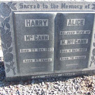 McCANN Harry -1963 &amp; Alice -1955