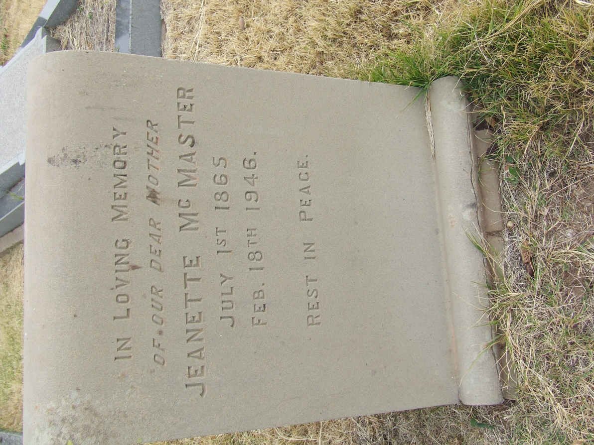 McMASTER Jeanette 1865-1946