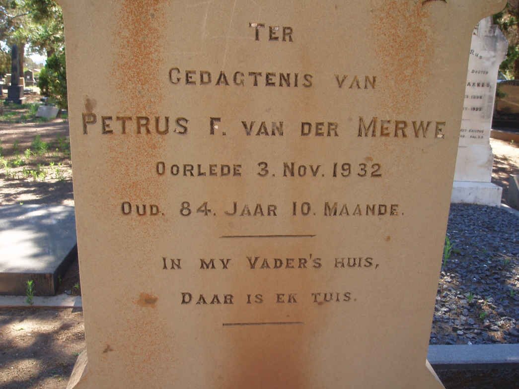 MERWE Petrus F., van der -1932
