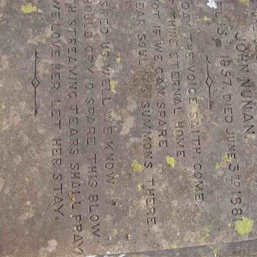 NUNAN Jane nee ROBINSON 1857-1881