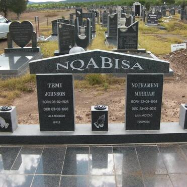 NQABISA Temi Johnson 1925-1998 &amp; Nothameni Mirriam 1934-2010