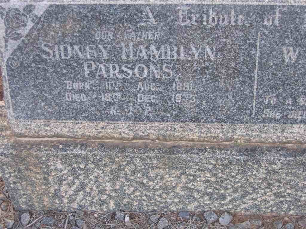 PARSONS Sidney Hamblyn 1881-1973