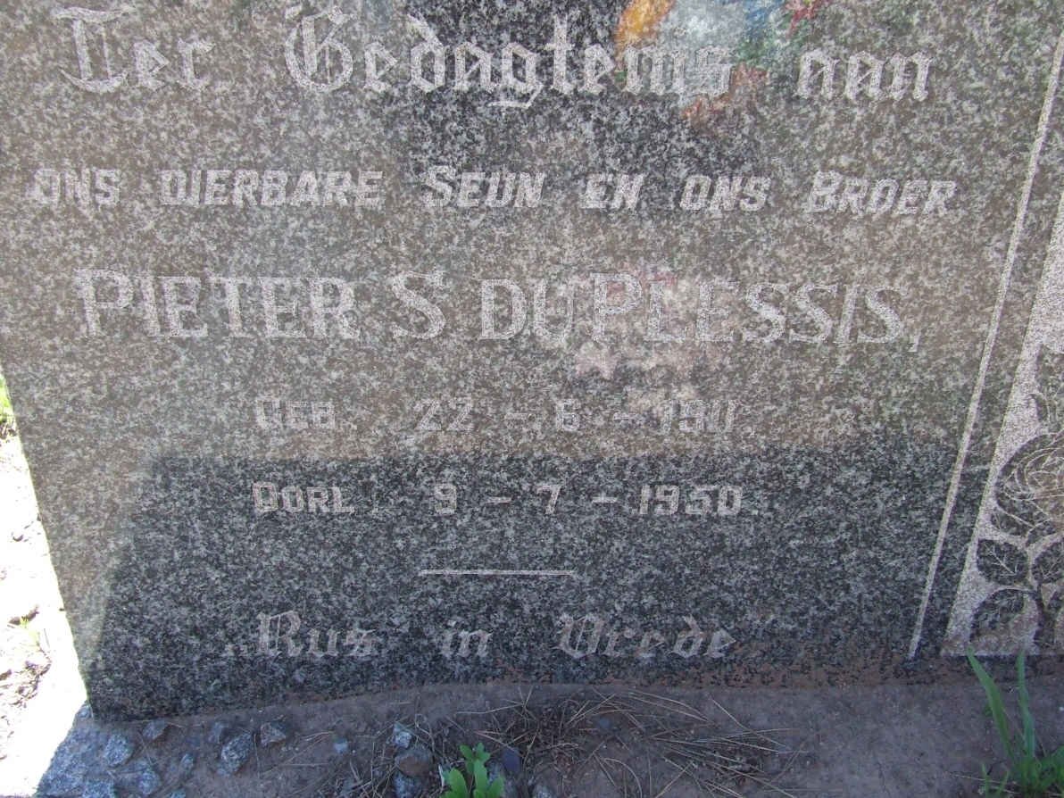 PLESSIS Pieter S., du 1911-1950