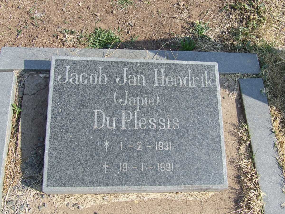 PLESSIS Jacob Jan Hendrik, du 1931-1991