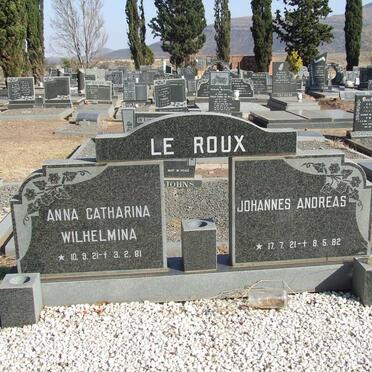 ROUX Johannes Andreas, le 1921-1982 &amp; Anna Catharina Wilhelmina  1921-1981