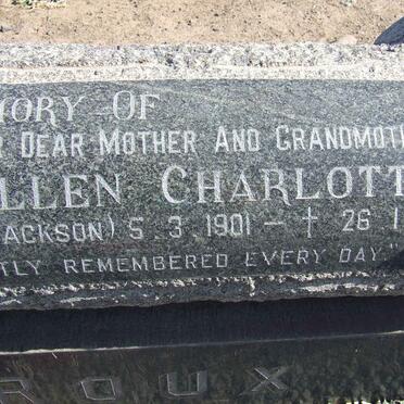 ROUX Ellen Charlotte, le nee JACKSON 1901-1985 