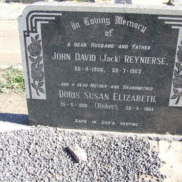 REYNIERSE John David 1906-1962 &amp; Doris Susan Elizabeth BAKER 1908-1994