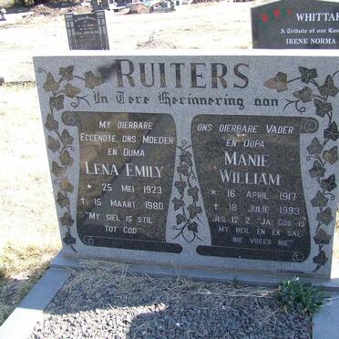 RUITERS Manie William 1917-1993 &amp; Lena Emily 1923-1980