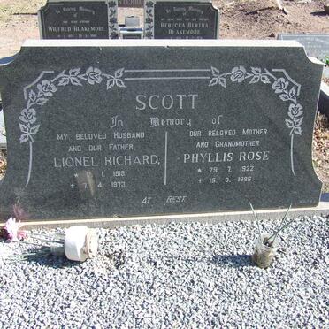 SCOTT Lionel Richard 1918-1973 &amp; Phyllis Rose 1922-1986