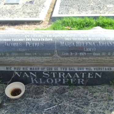 STRAATEN Jacobus Petrus, van 1908-1966 &amp; Maria Helena Johanna KLOPPER 1921-1999