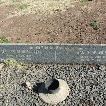 WILZEM Jan A., de 1902-1968 &amp; Kathleen M. 1909-1962
