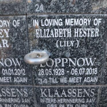 LOPPNOW Elizabeth Hester 1928-2018