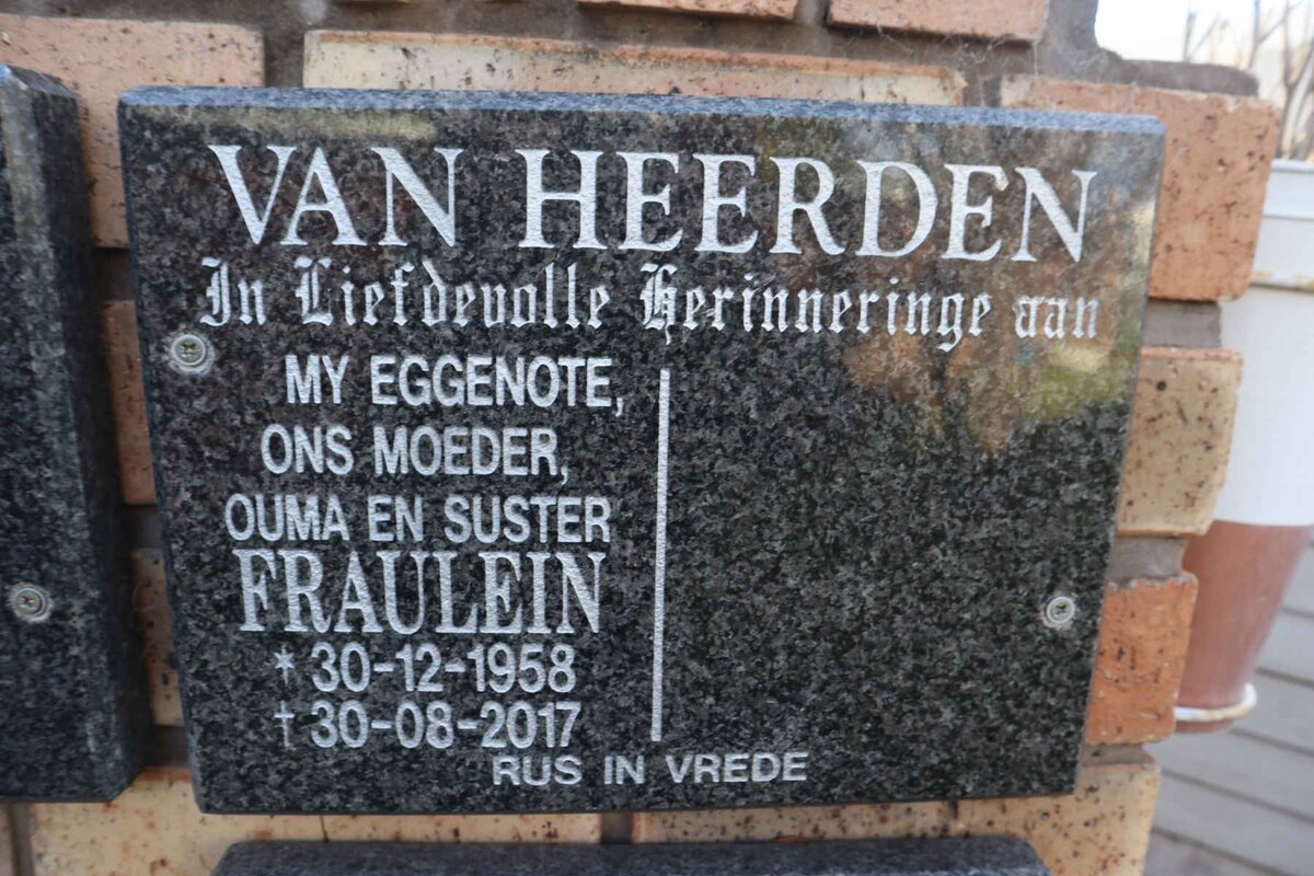 HEERDEN Fraulein, van 1958-2017