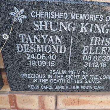 KING Tanyan Desmond, SHUNG- 1940-2015 & Iris Ellen 1939-2016