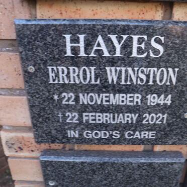 HAYES Errol Winston 1944-2021