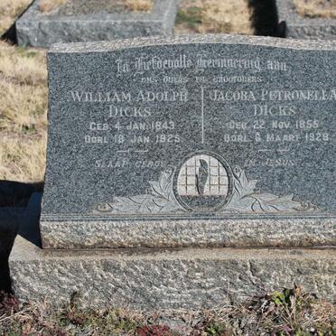DICKS William Adolph 1843-1925 &amp; Jacoba Petronella 1855-1928