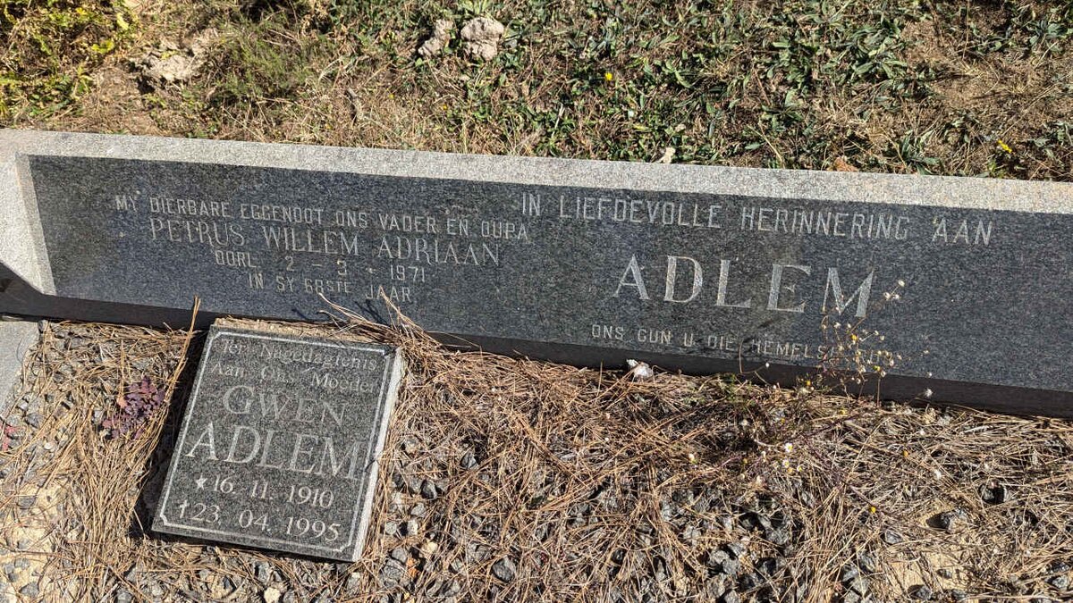 ADLEM Petrus Willem Adriaan -1971 & Gwen 1910-1995