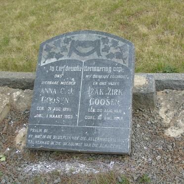 GOOSEN Izak Zirk 1871-1948 &amp; Anna C.J. 1885-1963