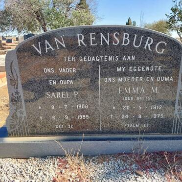 RENSBURG Sarel P., van 1908-1989 &amp; BRITS Emma M. 1912-1975