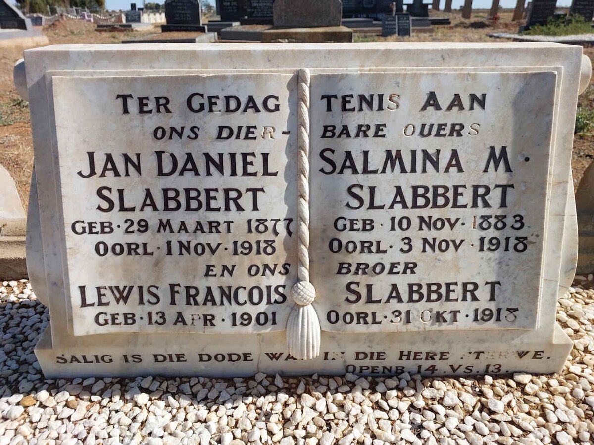 SLABBERT Jan Daniel 1877-1918 &amp; Samina M. 1883-1918 :: SLABBERT Lewis Francois 1901-1918
