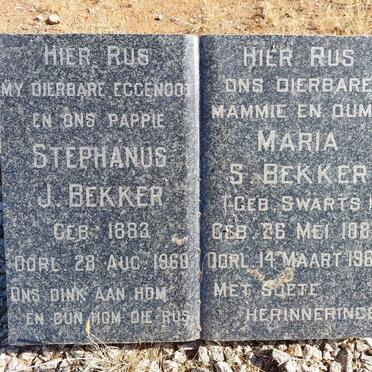 BEKKER Stephanus J. 1883-1960 &amp; SWARTS Maria S. 1886-1967