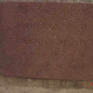 BEZUIDENHOUT Johanna C.P. 1898-1931