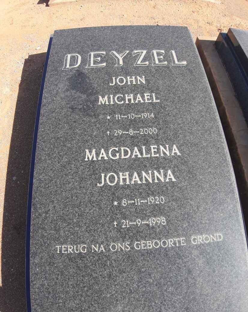 DEYZEL John Michael 1914-2000 &amp; Magdalena Johanna 1920-1998